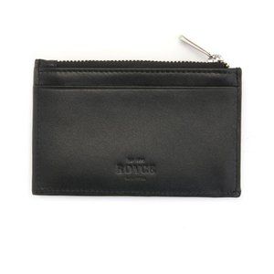 Royce Black Leather Zippered Compact Card Case Wallet